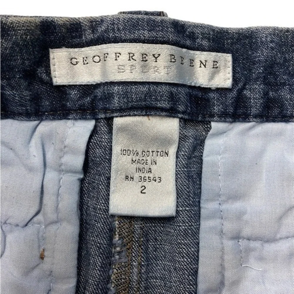 100% Cotton Geoffrey Beene Denim Shorts Dark Wash Preppy Retro Y2K Size 2
